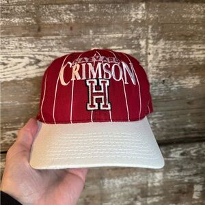 Vintage pin stripe Harvard Crimson SnapBack hat made by the game